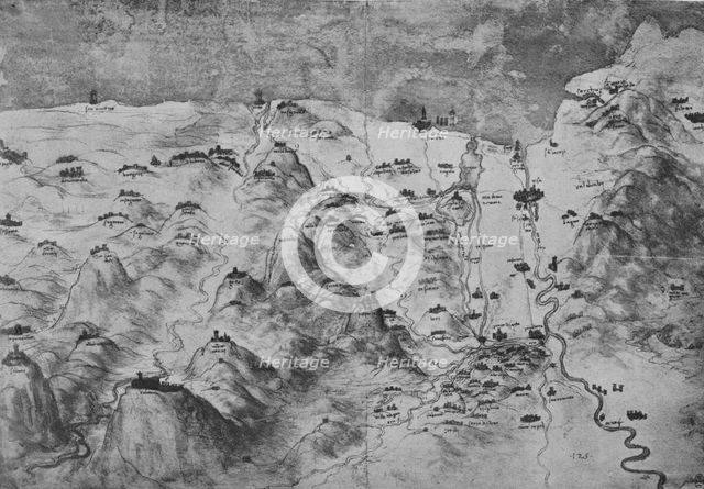 'Bird's-Eye View of Part of Tuscany', c1480 (1945). Artist: Leonardo da Vinci.