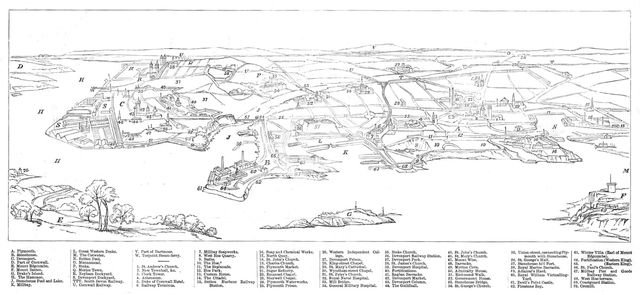 Bird's-eye view of Plymouth, 1872. Creator: Unknown.