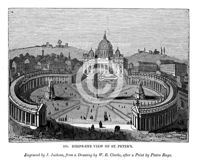 Bird's eye view of St Peter's, 1843. Artist: J Jackson