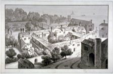 Bird's-eye view of the Bishop of Winchester's palace, Southwark, London, c1820. Artist: George Shepherd