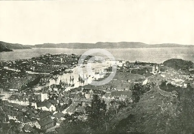 Bird's eye view of the harbour, Bergen, Norway, 1895.  Creator: Unknown.