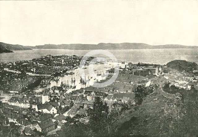 Bird's eye view of the harbour, Bergen, Norway, 1895.  Creator: Unknown.