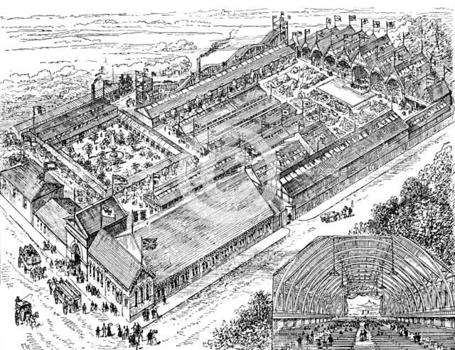Bird’s-eye view of the Leeds International Exhibition, 1890. Creator: Unknown.