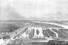 Bird's eye view of the London Docks, 1845. Creator: Unknown