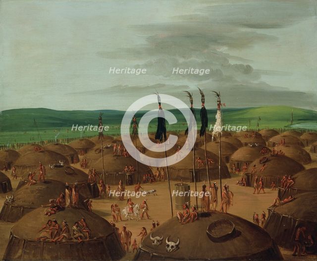 Bird's-eye View of the Mandan Village, 1800 Miles above St. Louis, 1837-1839. Creator: George Catlin.