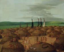 Bird's-eye View of the Mandan Village, 1800 Miles above St. Louis, 1837-1839. Creator: George Catlin
