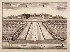 Bird's-eye view of the Royal Hospital, Chelsea, London, c1750. Artist: Sutton Nicholls