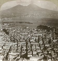 Bird's-eye view (east) of Naples and Vesuvius c1909. Creator: Unknown