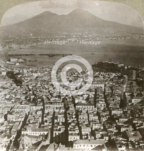 'Bird's-eye view (east) of Naples and Vesuvius', c1909. Creator: Unknown.