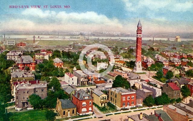 Bird's eye view, St Louis, Missouri, USA, 1910. Artist: Unknown