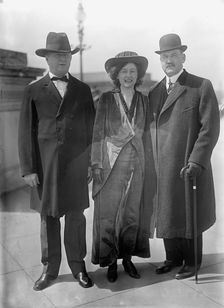 Bird Segle McGuire with Rep. J.S. Davenport, left, and Mrs. McGuire, 1913. Creator: Harris & Ewing