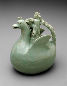 Bird Shaped Ewer with Crowned Rider Holding a Bowl, Korea, Goryeo dynasty (918-1392), 12th century. Creator: Unknown