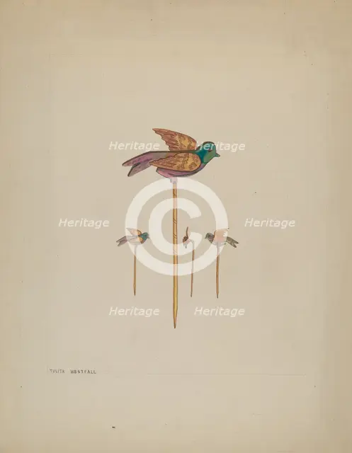 Bird Stick Pin, c. 1937. Creator: Tulita Westfall.