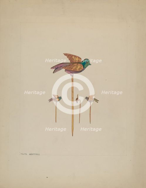 Bird Stick Pin, c. 1937. Creator: Tulita Westfall.
