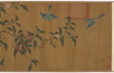 Birds among peach branches, Qing dynasty, (18th century?). Creator: Unknown