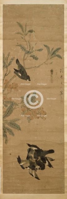 Birds and branch, Qing Dynasty (1645 - 1911). Creator: Qi Shukai.