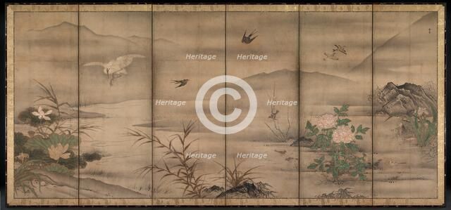 Birds and Flowers in a Landscape of the Four Seasons, second half of the 1500s. Creator: Sessh? T?y? (Japanese, 1420-1506), follower of.