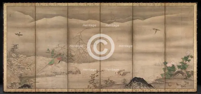 Birds and Flowers in a Landscape of the Four Seasons, second half of the 1500s. Creator: Sessh? T?y? (Japanese, 1420-1506), follower of.