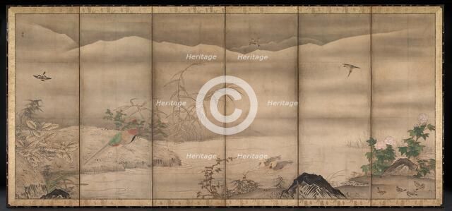 Birds and Flowers in a Landscape of the Four Seasons, second half of the 1500s. Creator: Sessh? T?y? (Japanese, 1420-1506), follower of.