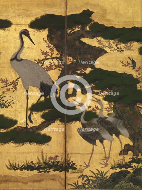 Birds and Flowers of the Four Seasons. Detail of  six-panel folding screen, End of 16th cen. Creator: Anonymous.