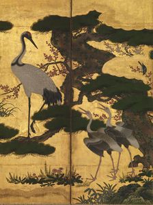 Birds and Flowers of the Four Seasons. Detail of six-panel folding screen, End of 16th cen. Creator: Anonymous