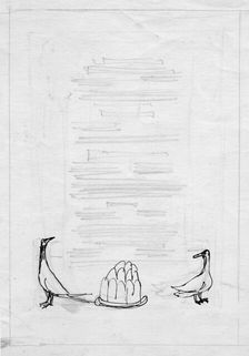 Birds and jelly, menu design, c1950. Creator: Shirley Markham