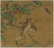 Birds and peaches, Ming dynasty, 1368-1644. Creator: Unknown