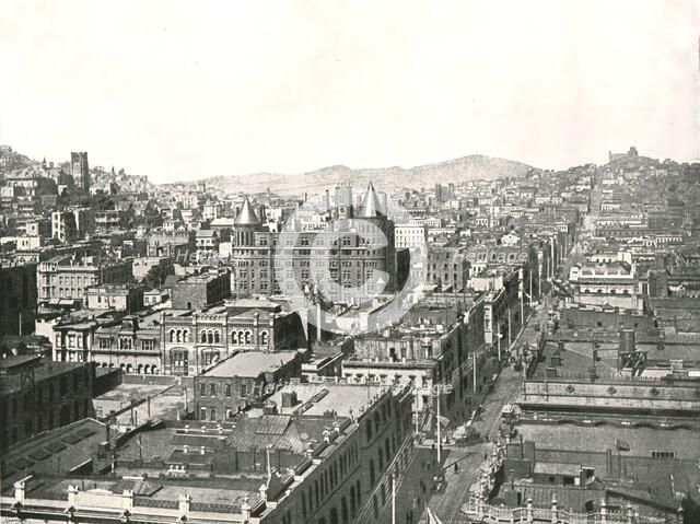Bird's eye view from the tower of the Chronicle Building, San Francisco, USA, 1895.  Creator: Unknown.