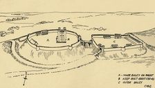 Bird's Eye View of Castle Hedingham, Essex (Partial Reconstruction.) (1931). Artist: Charles Henry Bourne Quennell