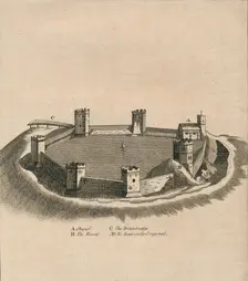 Birds-Eye View of Oxford Castle in Oxfordshire c1800