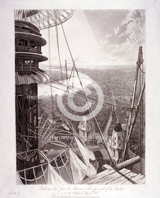 Bird's-eye view of the Colosseum's interior, Regent's Park, Marylebone, London, 1829. Artist: Anon
