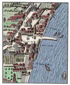 Bird's-eye view of the Palace of Westminster, London, c1560, (c1902-1905)