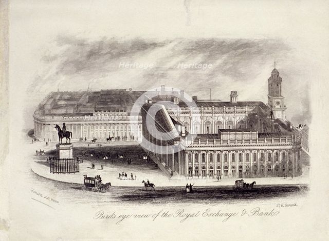 Bird's-eye view of the Royal Exchange, London, c1860.  Artist: Anon
