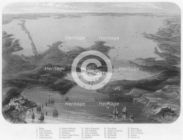 'Birds-Eye View of the Straits of Kertch & Sea of Azoff', c1870. Artist: Unknown.