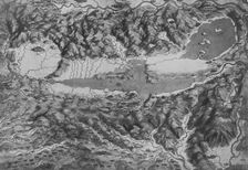 Bird's-Eye View Showing Arezzo, Borgho San Sepolco, Perugia, Chiusi and Siena c1480 (1945). Artist: Leonardo da Vinci