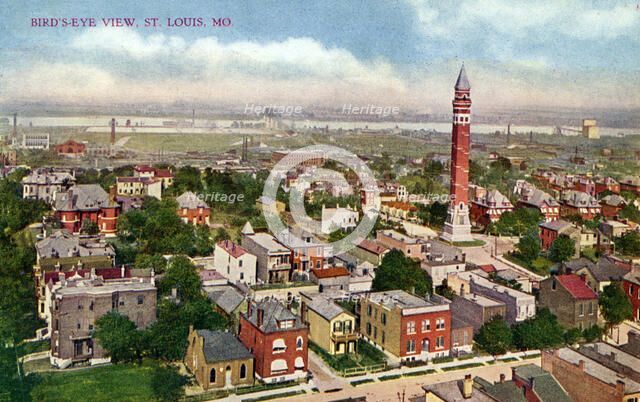Bird's eye view, St Louis, Missouri, USA, 1910. Artist: Unknown