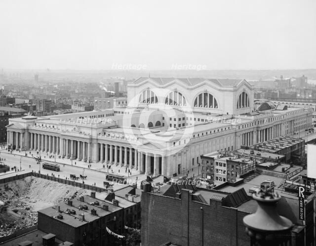 Bird's-eye view, Penn. [i.e. Pennsylvania] Station, New York City, c.between 1910 and 1920. Creator: Unknown.