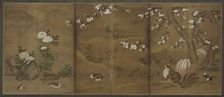 Birds, flowers of the seasons, and civet cats, Muromachi or Momoyama period, 16th century. Creator: Unknown