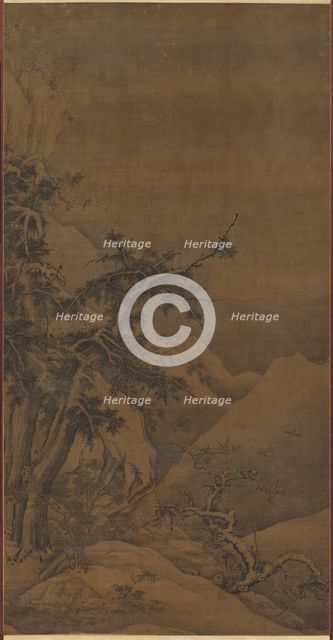 Birds in a Grove in a Mountainous Winter Landscape, 1100s. Creator: Gao Tao (Chinese, 1100s), possibly by.
