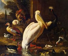 Birds in a Park, 1686. Creator: Melchior d'Hondecoeter