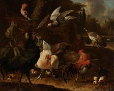 Birds in a Park, 1686. Creator: Melchior d'Hondecoeter