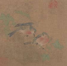 Birds on Fruit Branch. Creator: Unknown