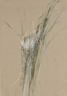Bird's Nest in Cattails, ca. 1875. Creator: Fidelia Bridges
