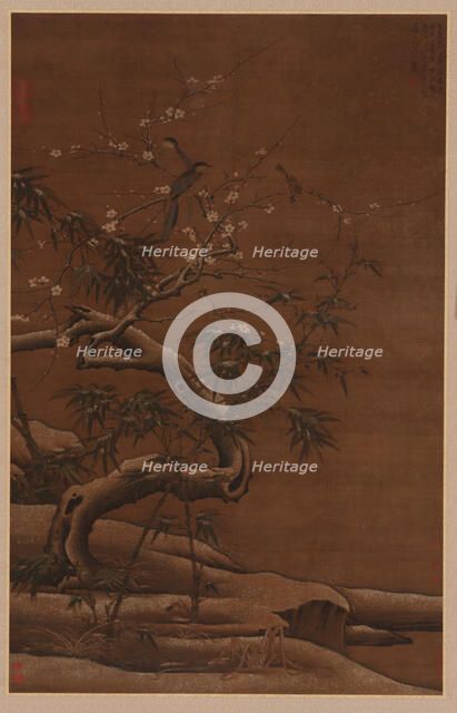 Birds, Plum Blossoms, and Bamboo in Winter, 16th century. Creator: Unknown.