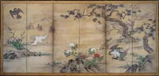 Birds, Trees, and Flowers, late 1500s. Creator: Kano Mitsunobu (Japanese, 1565-1608), attributed to