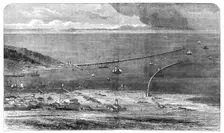 Birdseye view of the Sulina mouth of the Danube, showing the works of improvement lately..., 1861. Creator: Unknown