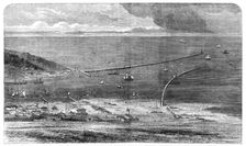 Birdseye view of the Sulina mouth of the Danube, showing the works of improvement lately..., 1861. Creator: Unknown