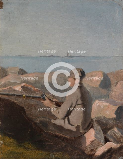 Birdwatcher on the beach, exercise, 1882. Creator: Aukusti Uotila.