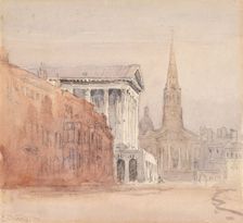 Birmingham Town Hall and Christ Church, c1840s. Creator: David Cox the Elder