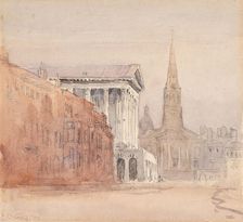 Birmingham Town Hall and Christ Church, c1840s. Creator: David Cox the Elder